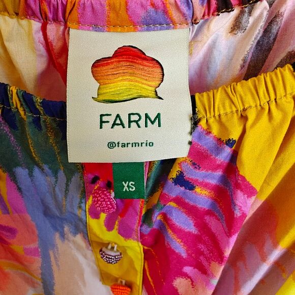 Farm Rio Neon Macaws Maxi Dress Size XS Colorful Off The Shoulder Beaded Belt - Picture 9 of 14